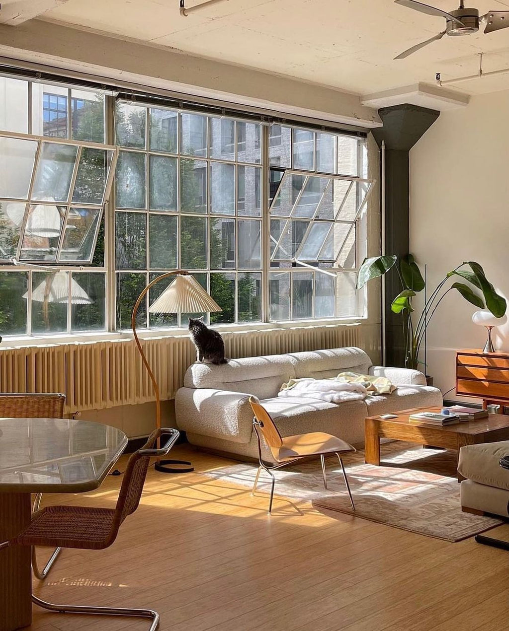 Scandinavian Floor Lamp | Beech Wood & Linen Shade in White, Beige, or Coffee for Modern Indoor Spaces