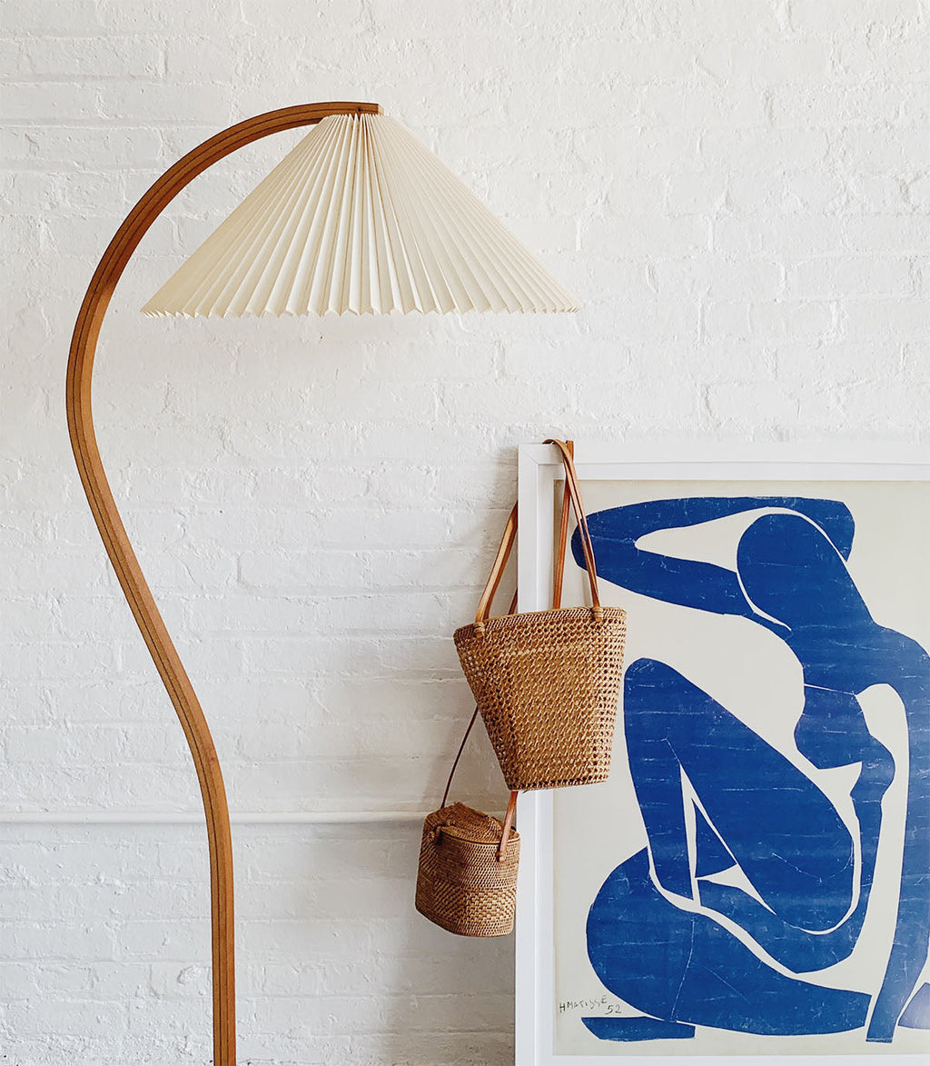 Scandinavian Floor Lamp | Beech Wood & Linen Shade in White, Beige, or Coffee for Modern Indoor Spaces