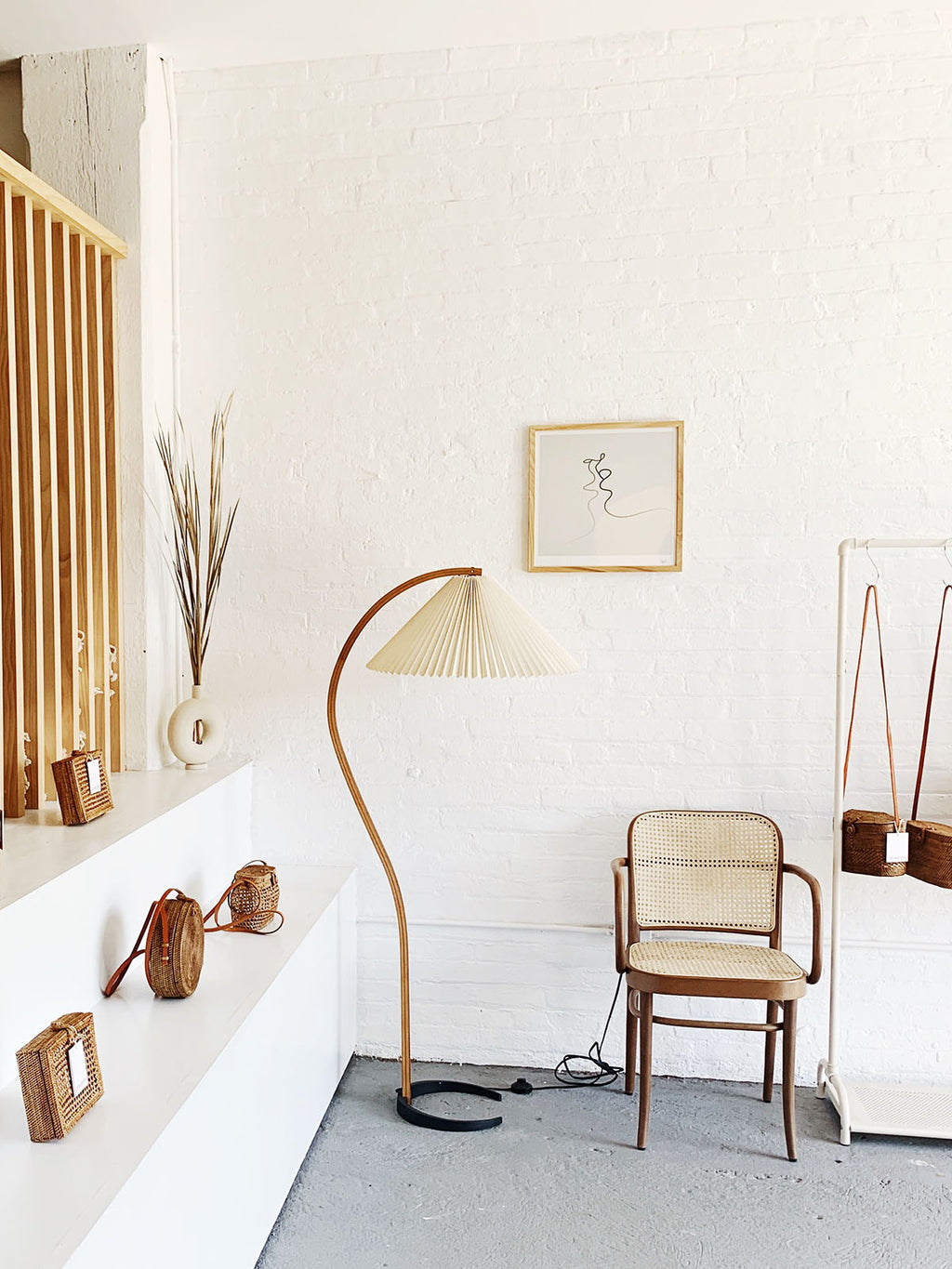 Scandinavian Floor Lamp | Beech Wood & Linen Shade in White, Beige, or Coffee for Modern Indoor Spaces