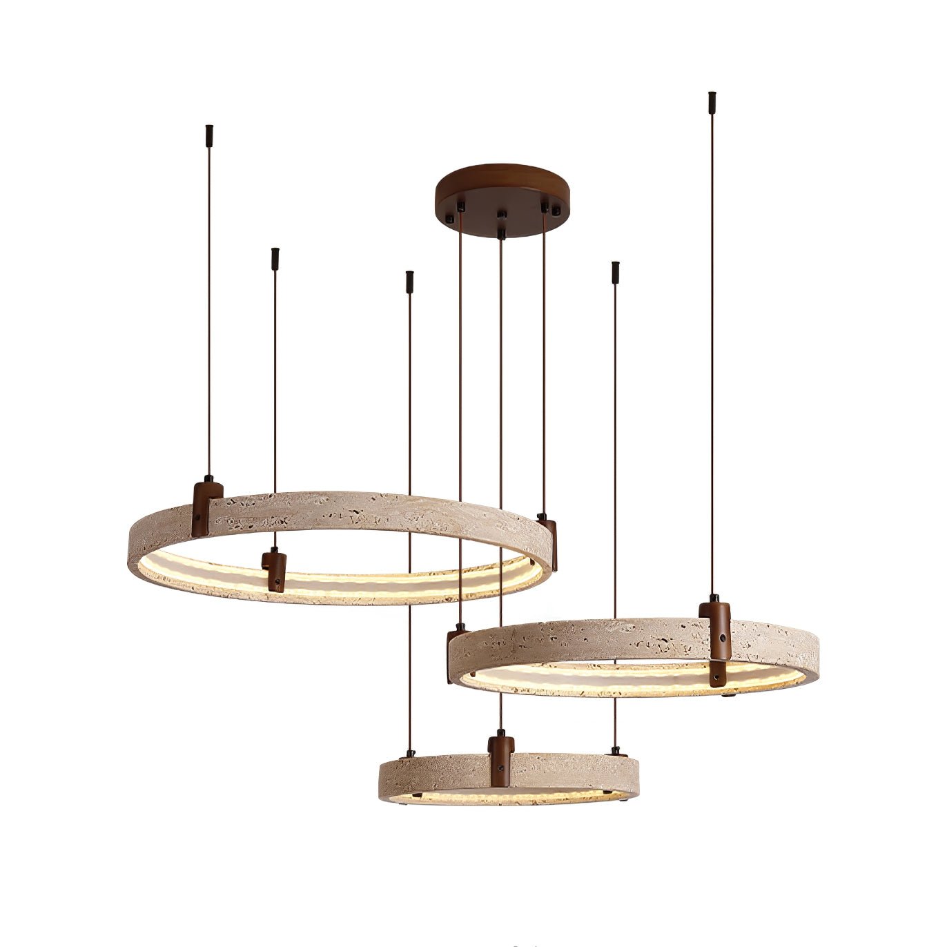 Travertine Chandelier Light Fixture - Modern Celestial Design for Living Room & Dining Room Decor