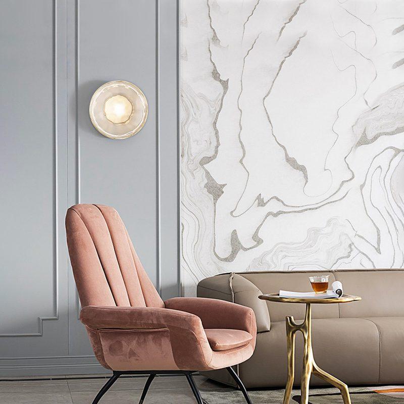 Glass Wall Sconce Light with Nordic Round Design for Bedroom, Living Room & Hallway Accent Lighting