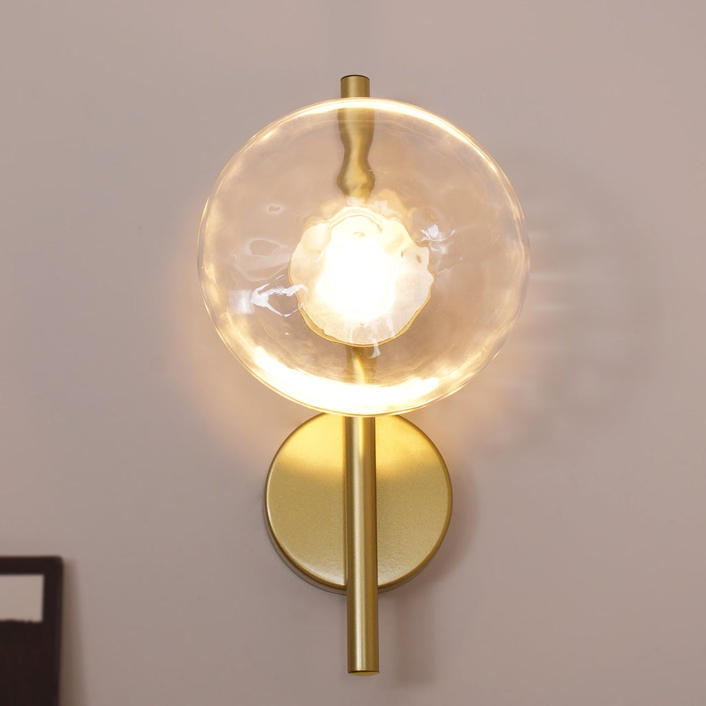 Glass Wall Sconce Light with Nordic Round Design for Bedroom, Living Room & Hallway Accent Lighting