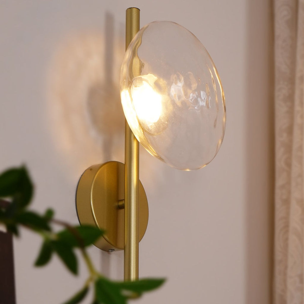 Glass Wall Sconce Light with Nordic Round Design for Bedroom, Living Room & Hallway Accent Lighting