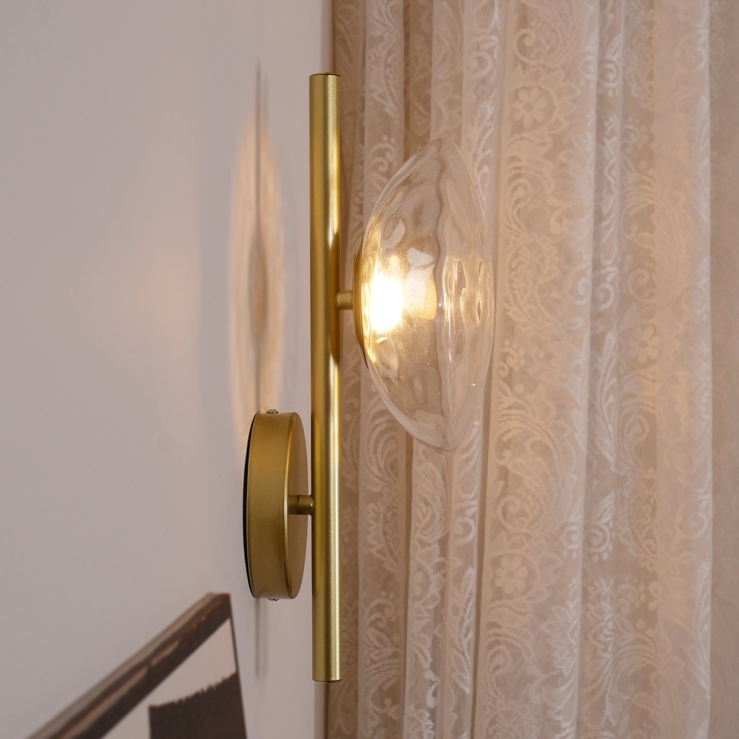 Glass Wall Sconce Light with Nordic Round Design for Bedroom, Living Room & Hallway Accent Lighting