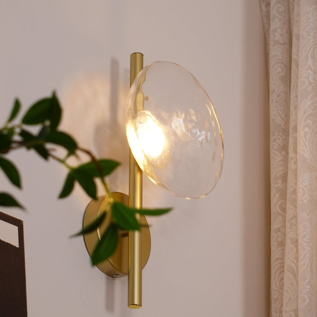 Glass Wall Sconce Light with Nordic Round Design for Bedroom, Living Room & Hallway Accent Lighting