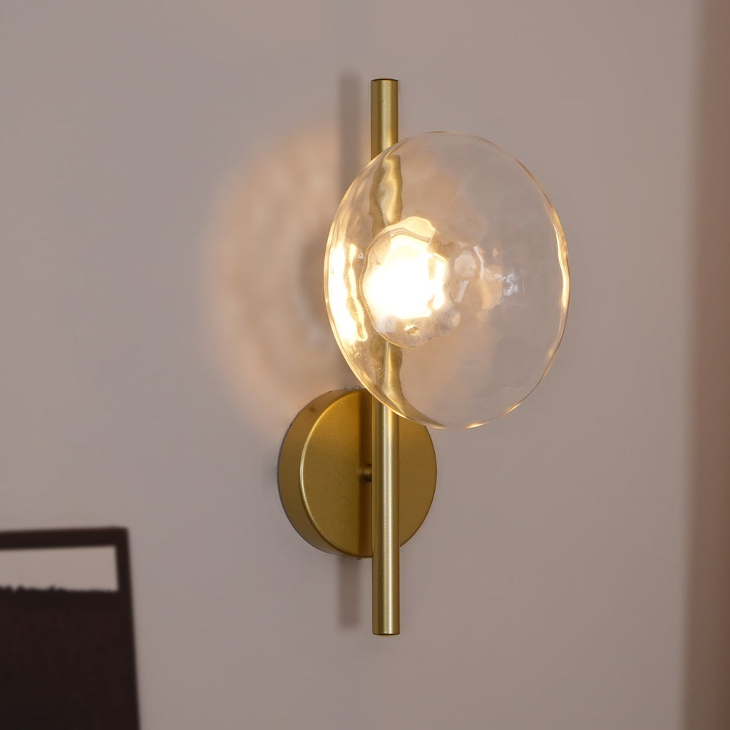 Glass Wall Sconce Light with Nordic Round Design for Bedroom, Living Room & Hallway Accent Lighting
