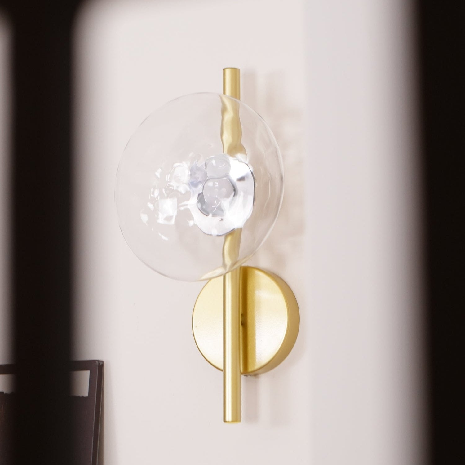 Glass Wall Sconce Light with Nordic Round Design for Bedroom, Living Room & Hallway Accent Lighting