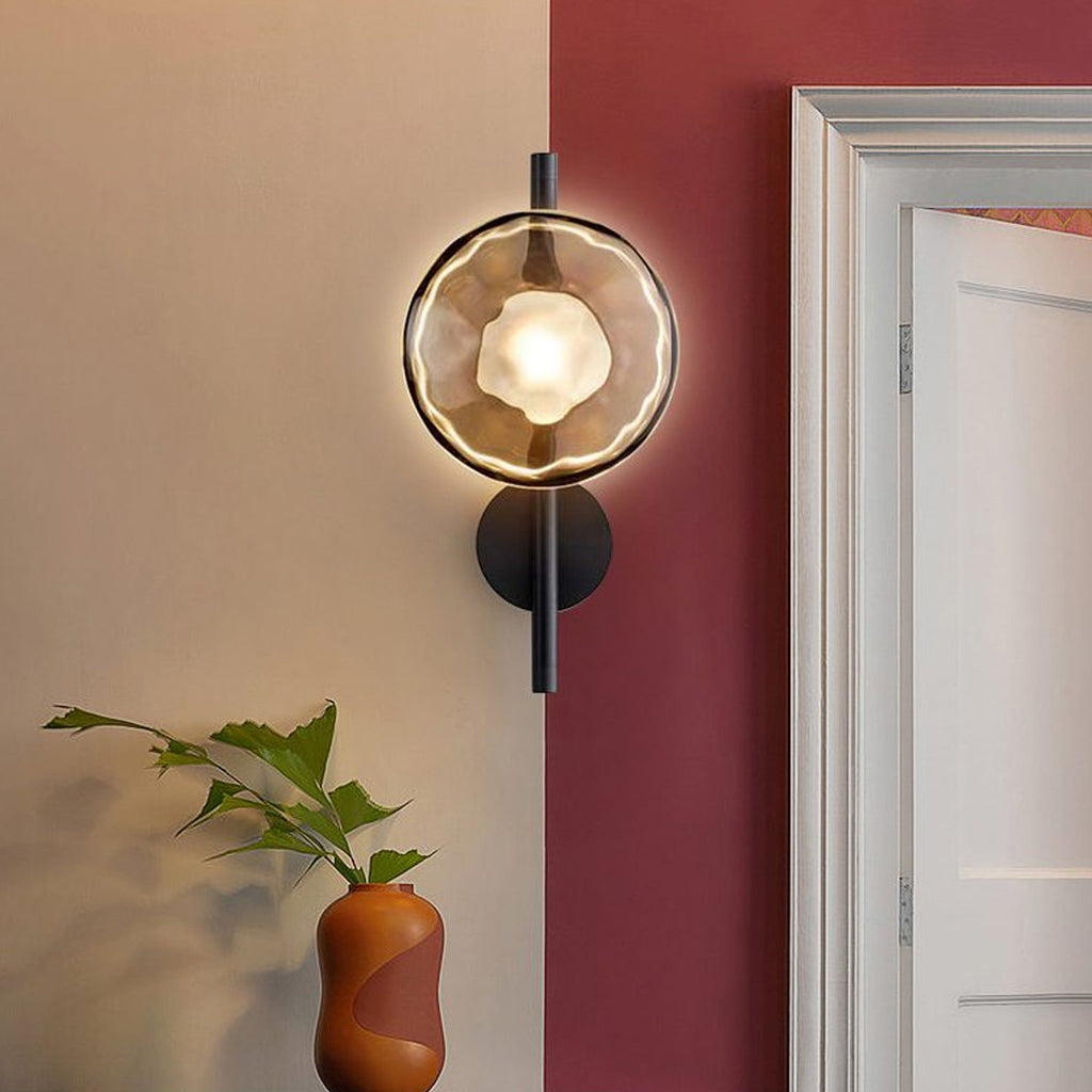 Glass Wall Sconce Light with Nordic Round Design for Bedroom, Living Room & Hallway Accent Lighting