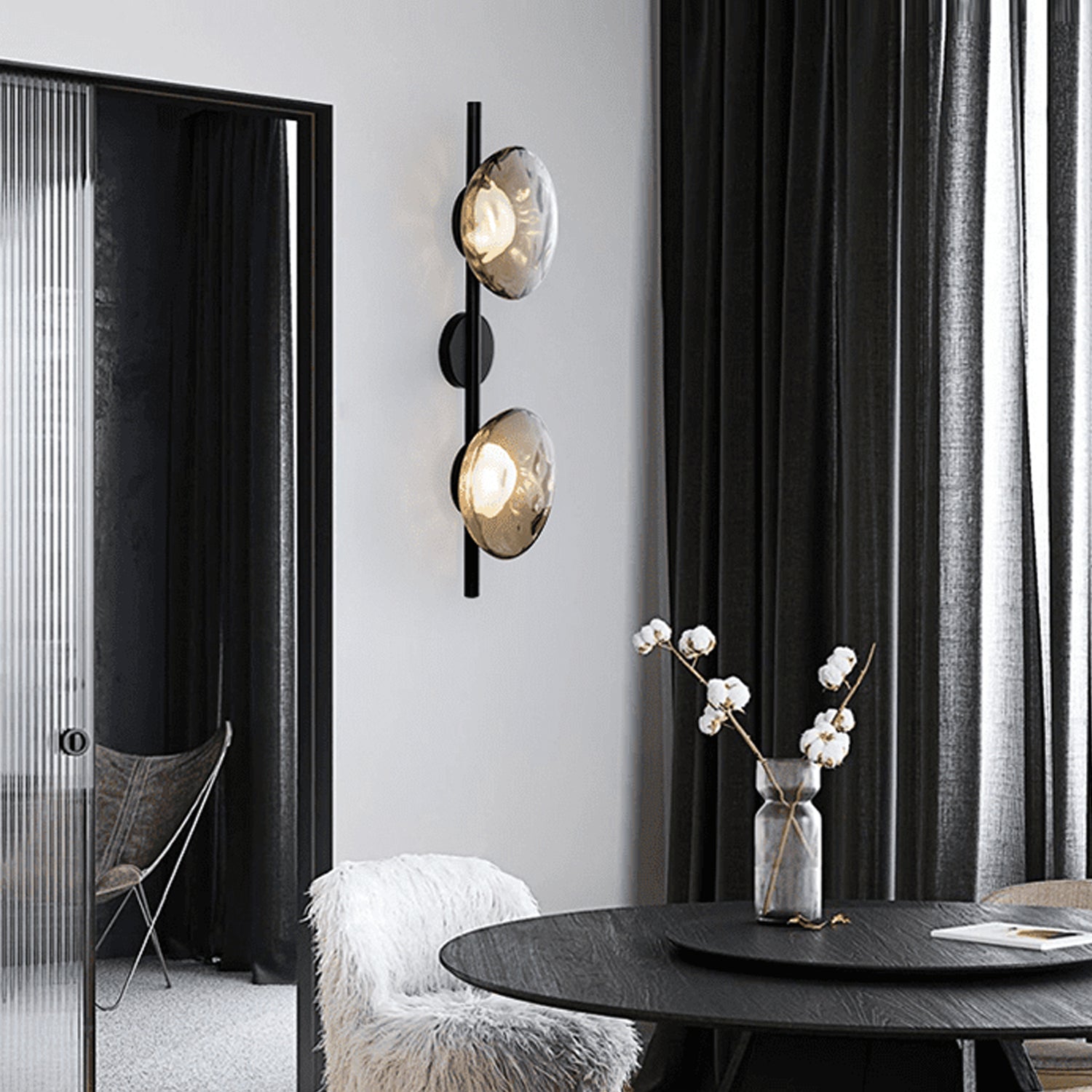 Glass Wall Sconce Light with Nordic Round Design for Bedroom, Living Room & Hallway Accent Lighting