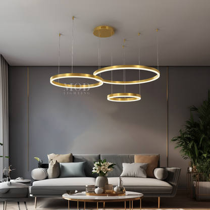 LED Flush Mount Ceiling Light - Gold Circular Fixture for Dining Room & Low Ceilings