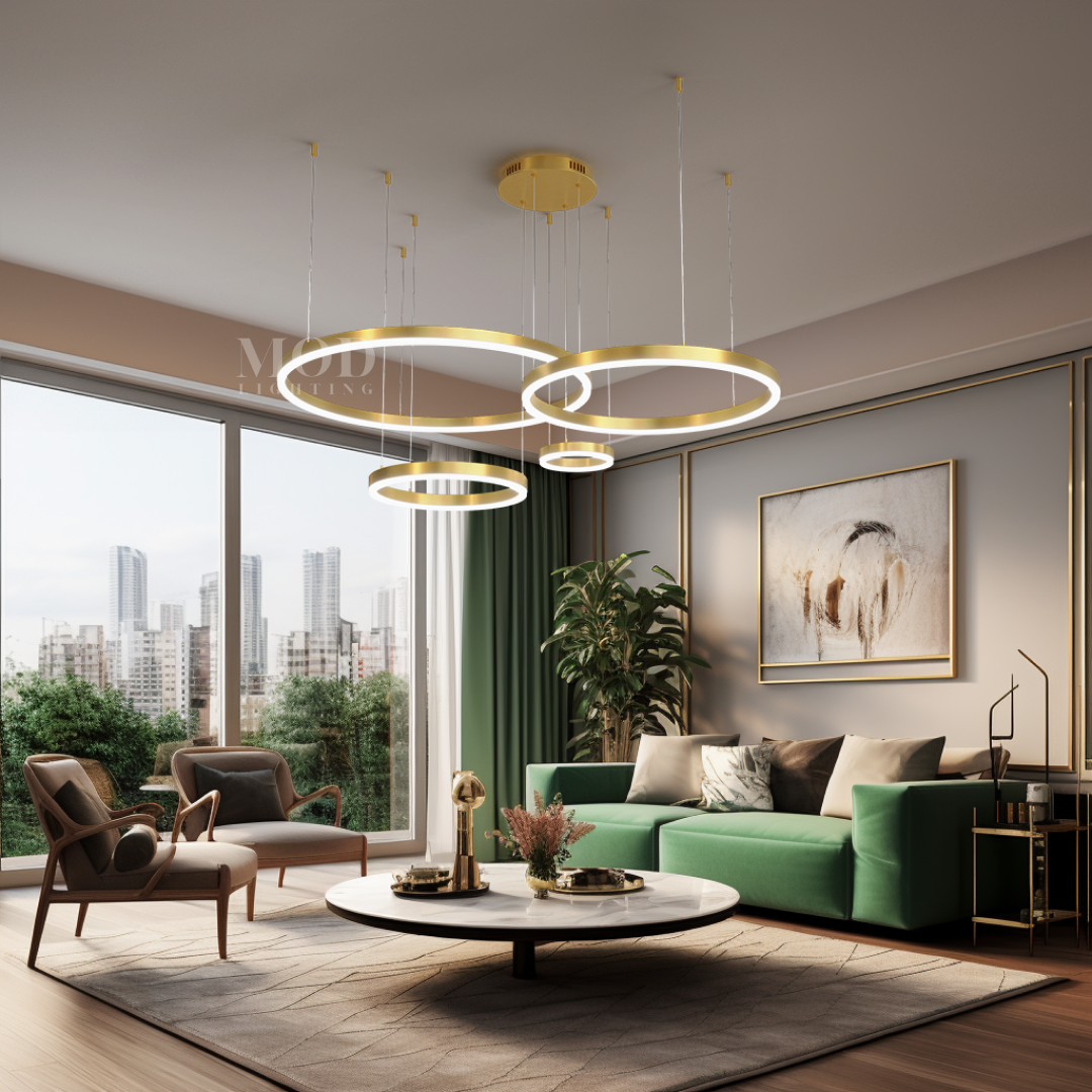 LED Flush Mount Ceiling Light - Gold Circular Fixture for Dining Room & Low Ceilings