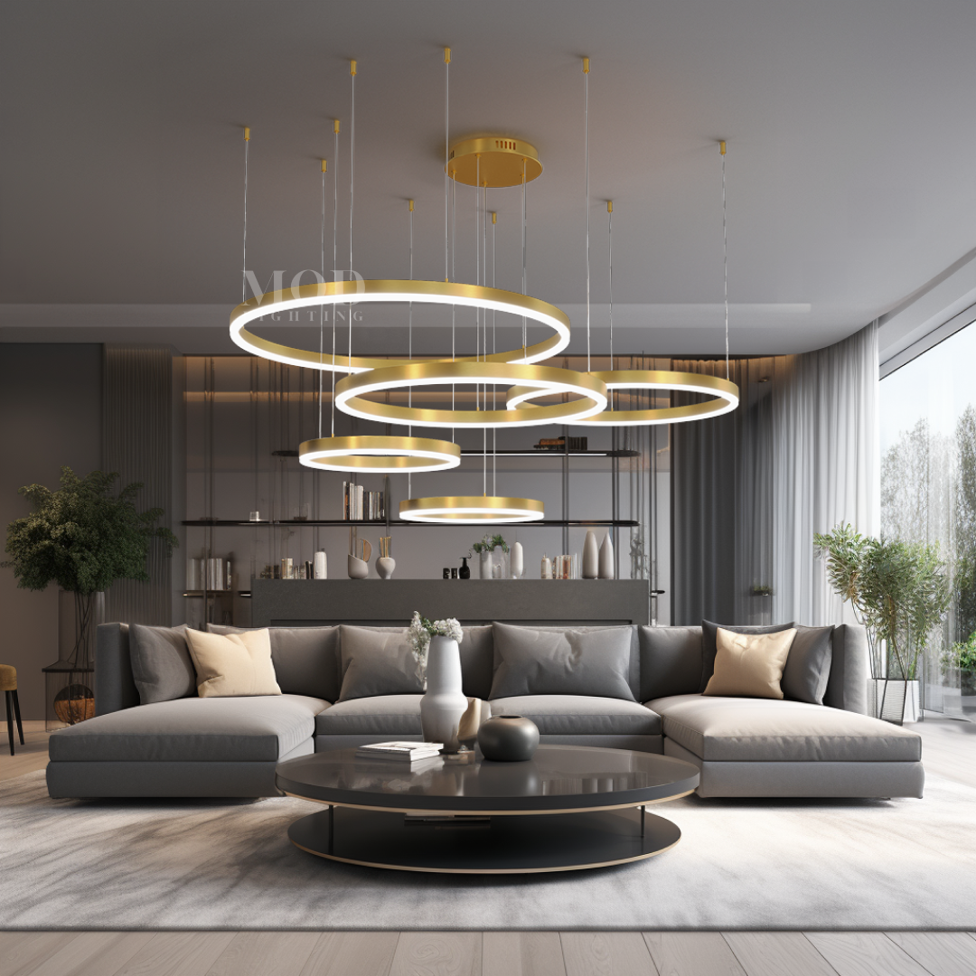 LED Flush Mount Ceiling Light - Gold Circular Fixture for Dining Room & Low Ceilings