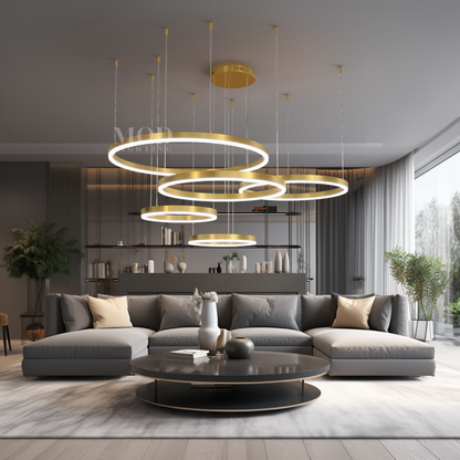 LED Flush Mount Ceiling Light - Gold Circular Fixture for Dining Room & Low Ceilings