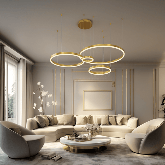 LED Flush Mount Ceiling Light - Gold Circular Fixture for Dining Room & Low Ceilings