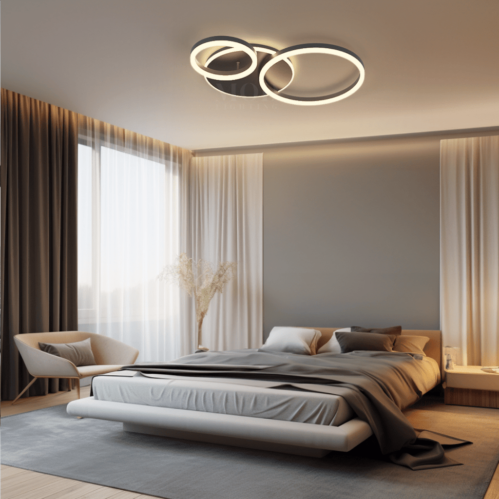 Modern Configurable Ceiling Light – 2–6 Circle Glam LED Fixture in Gold or Black for Living & Dining Rooms