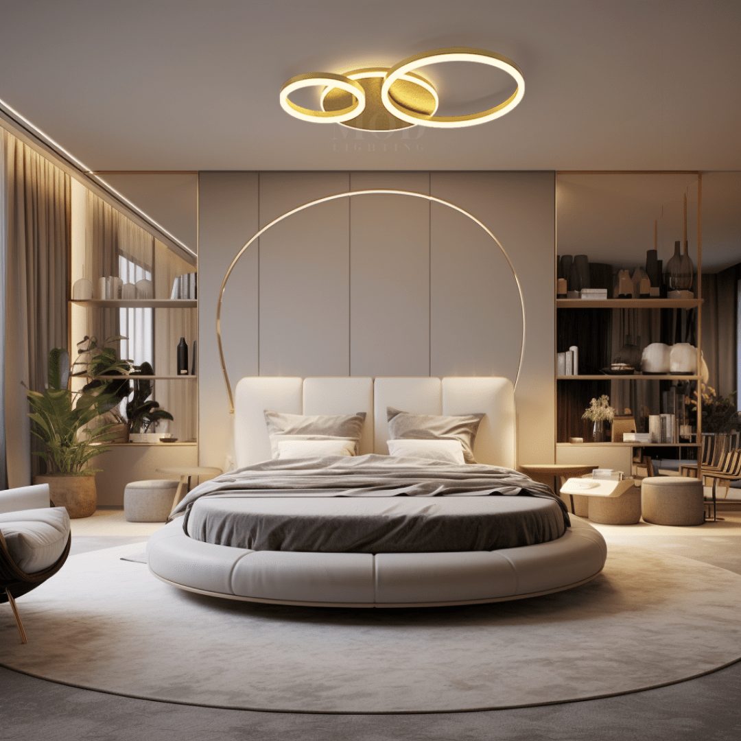 Modern Configurable Ceiling Light – 2–6 Circle Glam LED Fixture in Gold or Black for Living & Dining Rooms