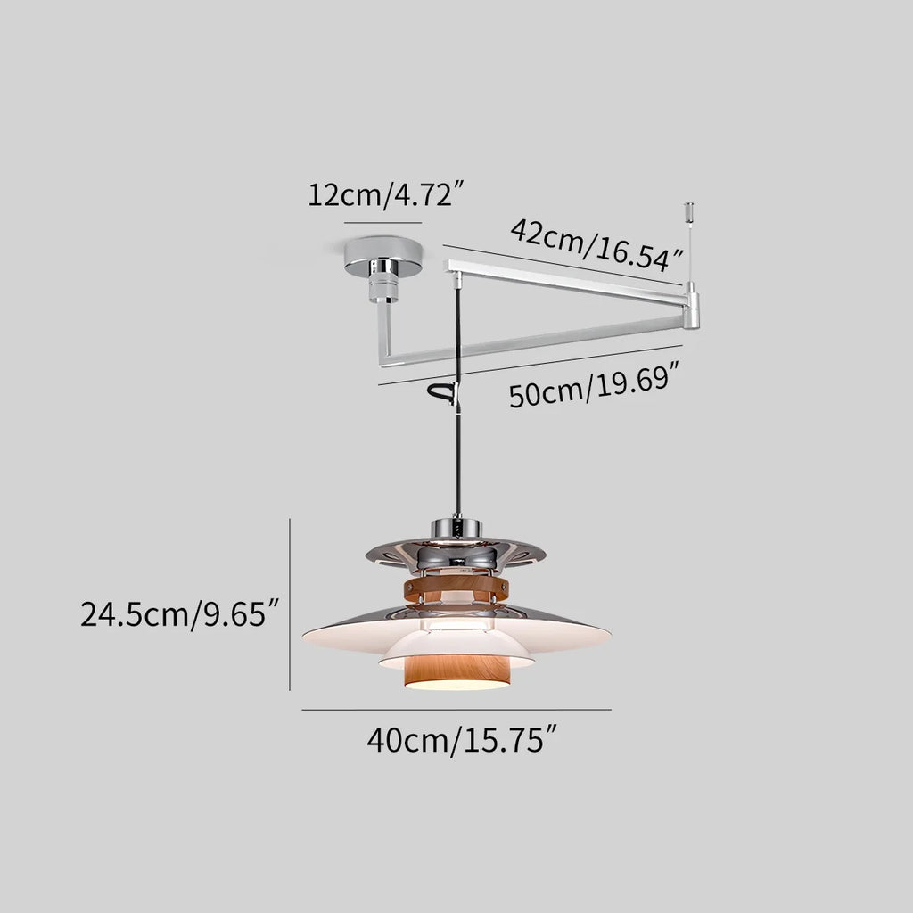 UFO Pendant Light | Adjustable Height, Durable Metal & Wood Design for Kitchen and Dining Areas