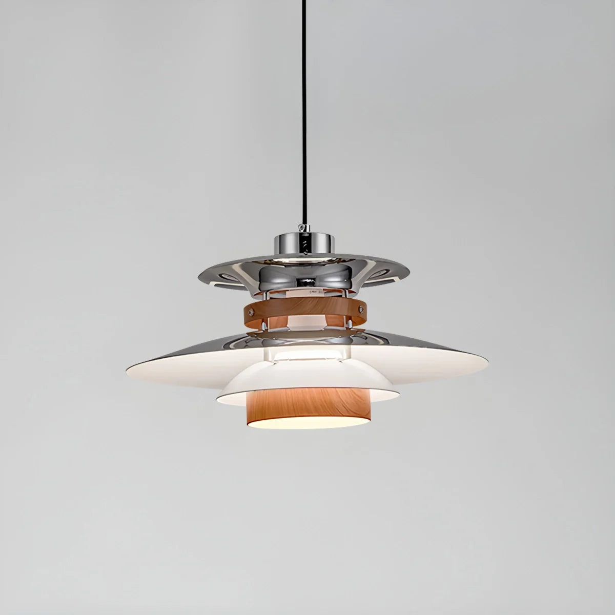 UFO Pendant Light | Adjustable Height, Durable Metal & Wood Design for Kitchen and Dining Areas
