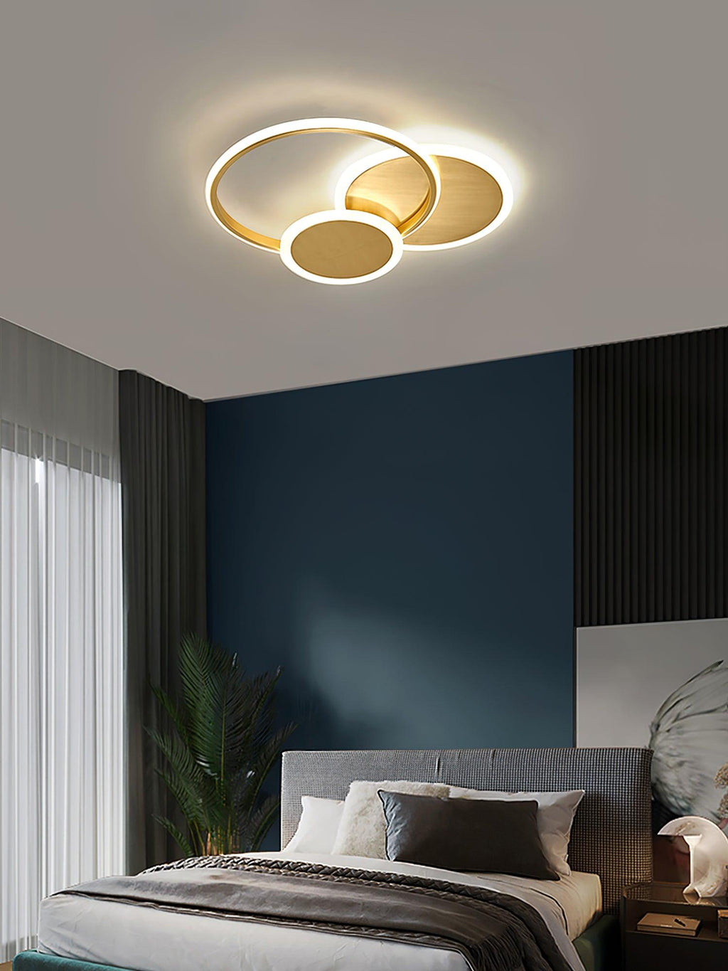 LED Ceiling Light | Gold Finish, 3 Lighting Rings & Ideal for Living Room, Dining Room, and Bedrooms