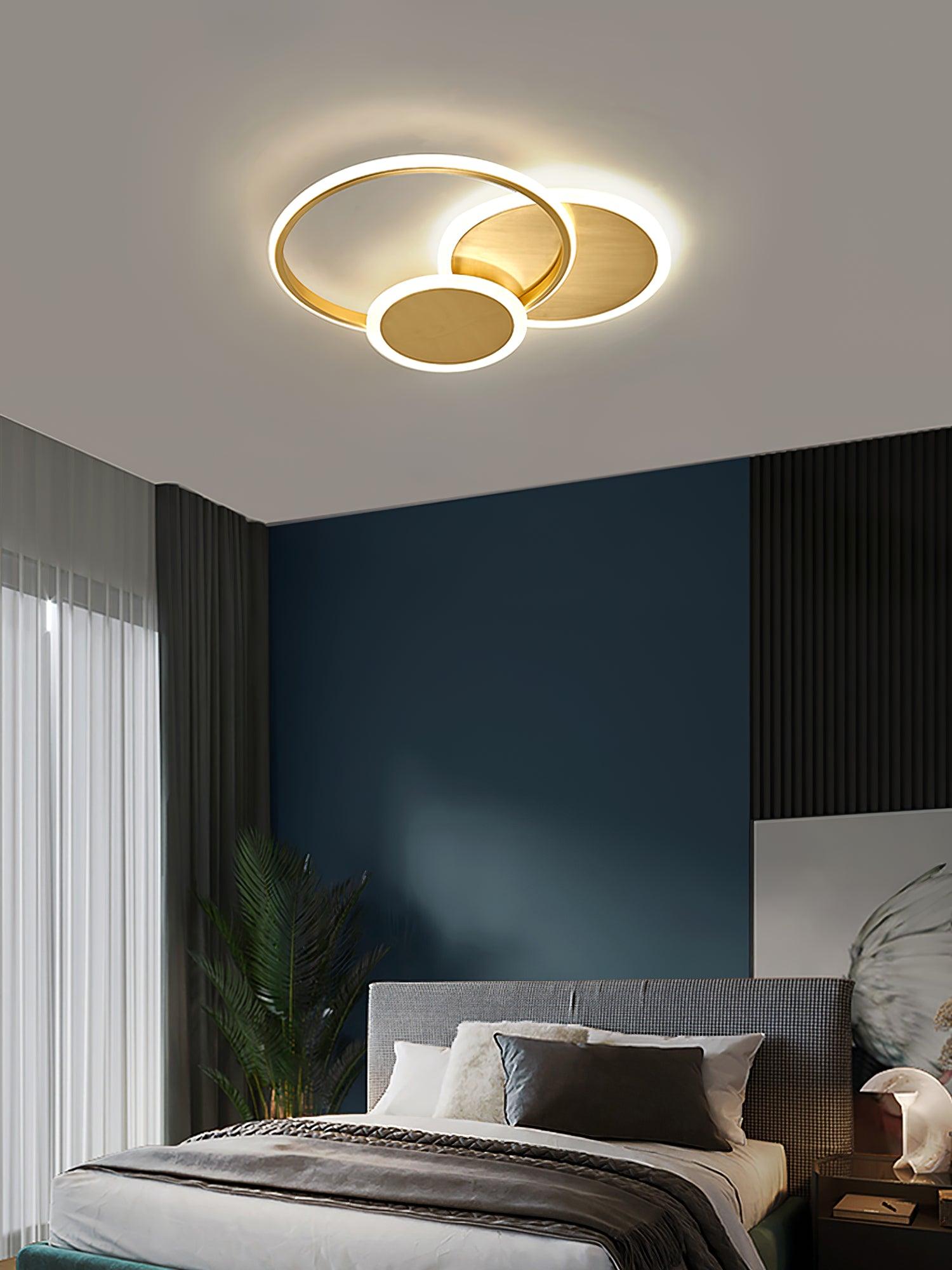 LED Ceiling Light | Gold Finish, 3 Lighting Rings & Ideal for Living Room, Dining Room, and Bedrooms