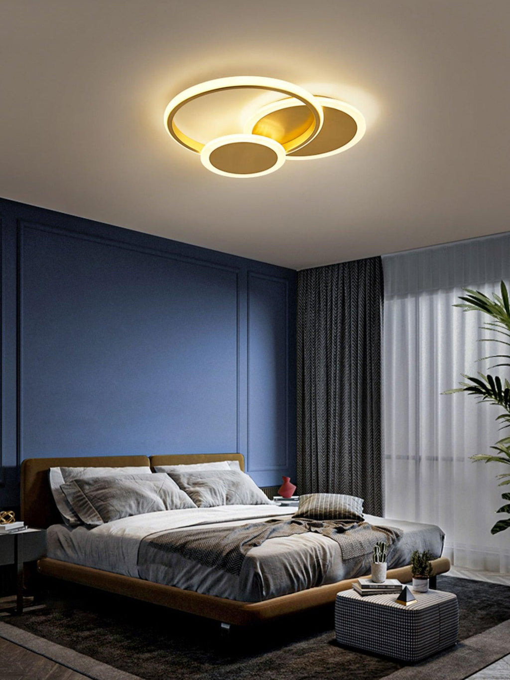 LED Ceiling Light | Gold Finish, 3 Lighting Rings & Ideal for Living Room, Dining Room, and Bedrooms