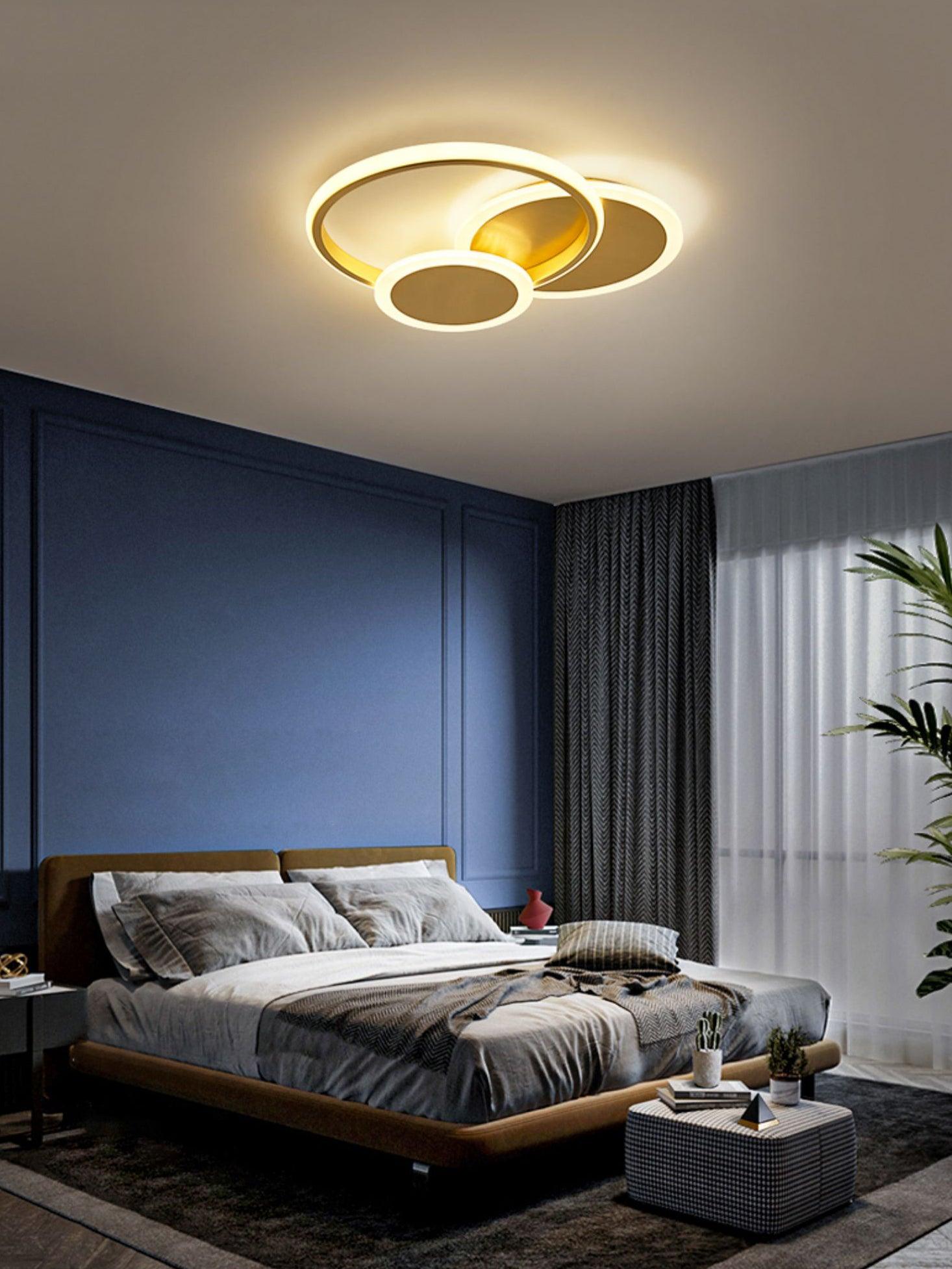 LED Ceiling Light | Gold Finish, 3 Lighting Rings & Ideal for Living Room, Dining Room, and Bedrooms