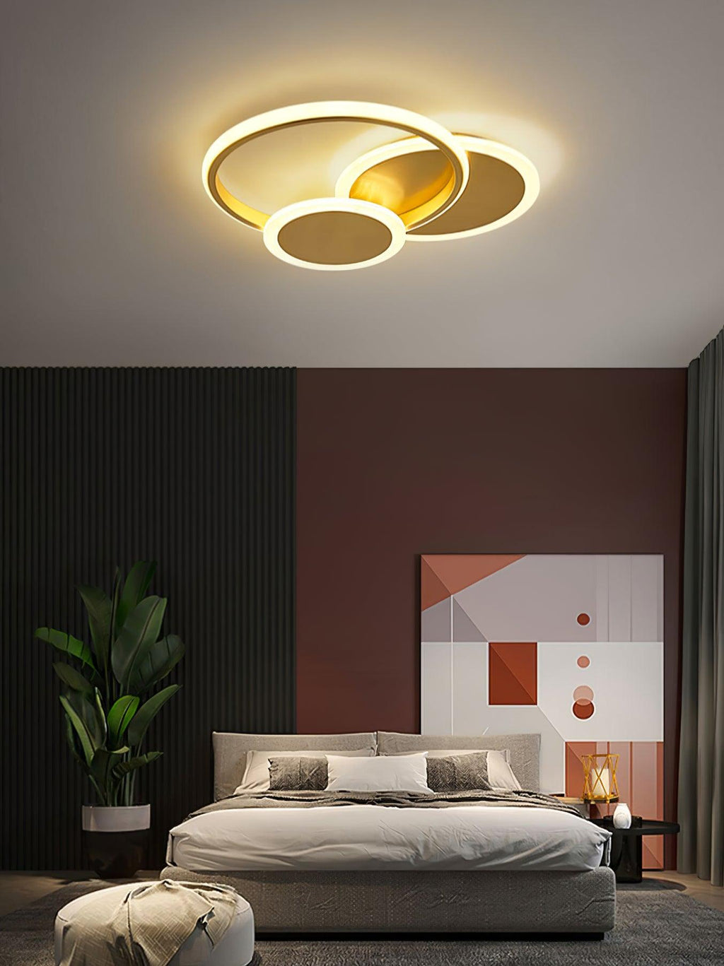 LED Ceiling Light | Gold Finish, 3 Lighting Rings & Ideal for Living Room, Dining Room, and Bedrooms