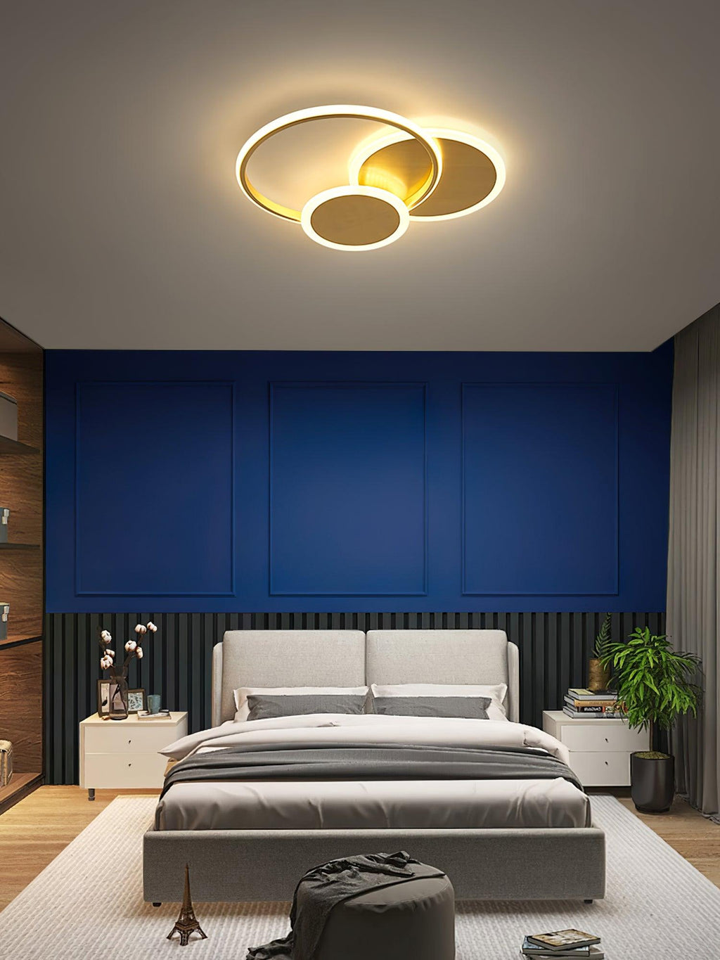 LED Ceiling Light | Gold Finish, 3 Lighting Rings & Ideal for Living Room, Dining Room, and Bedrooms