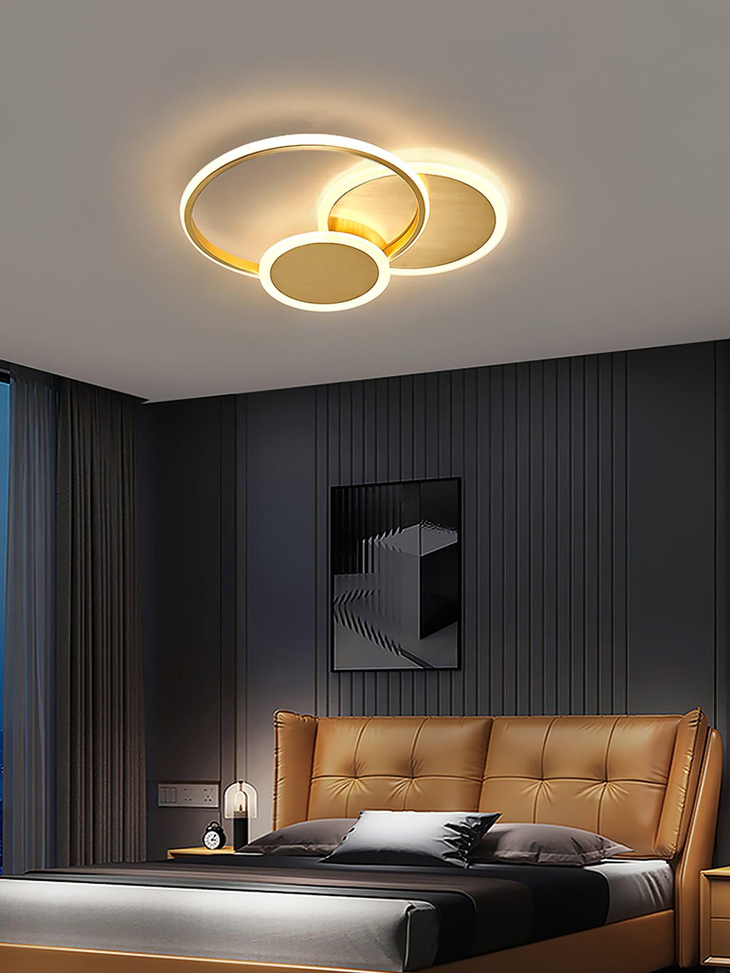 LED Ceiling Light | Gold Finish, 3 Lighting Rings & Ideal for Living Room, Dining Room, and Bedrooms