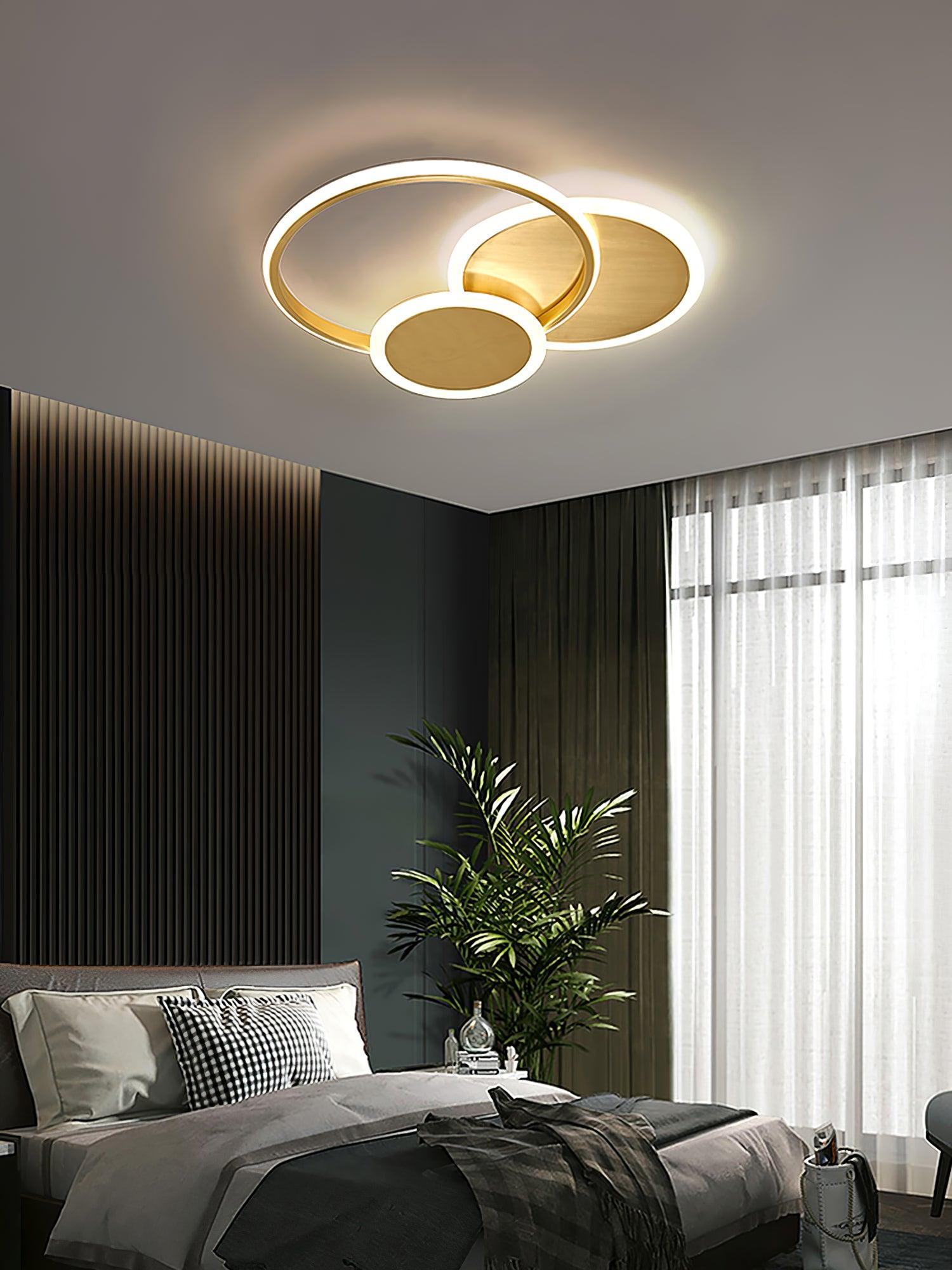 LED Ceiling Light | Gold Finish, 3 Lighting Rings & Ideal for Living Room, Dining Room, and Bedrooms
