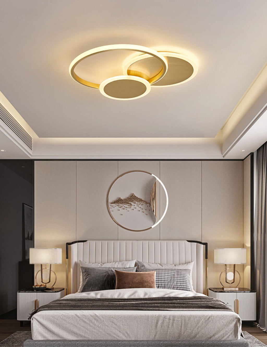 LED Ceiling Light | Gold Finish, 3 Lighting Rings & Ideal for Living Room, Dining Room, and Bedrooms