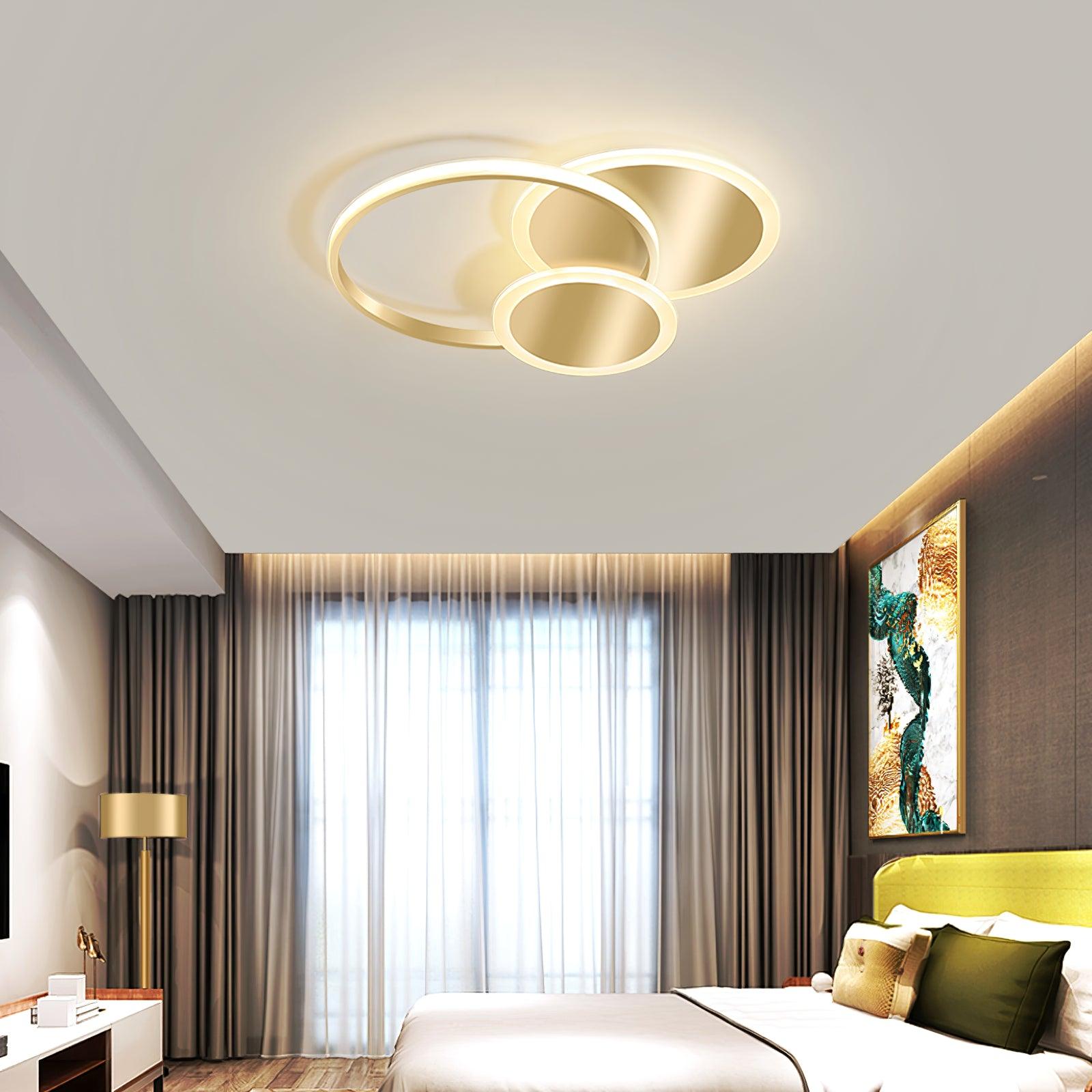 LED Ceiling Light | Gold Finish, 3 Lighting Rings & Ideal for Living Room, Dining Room, and Bedrooms