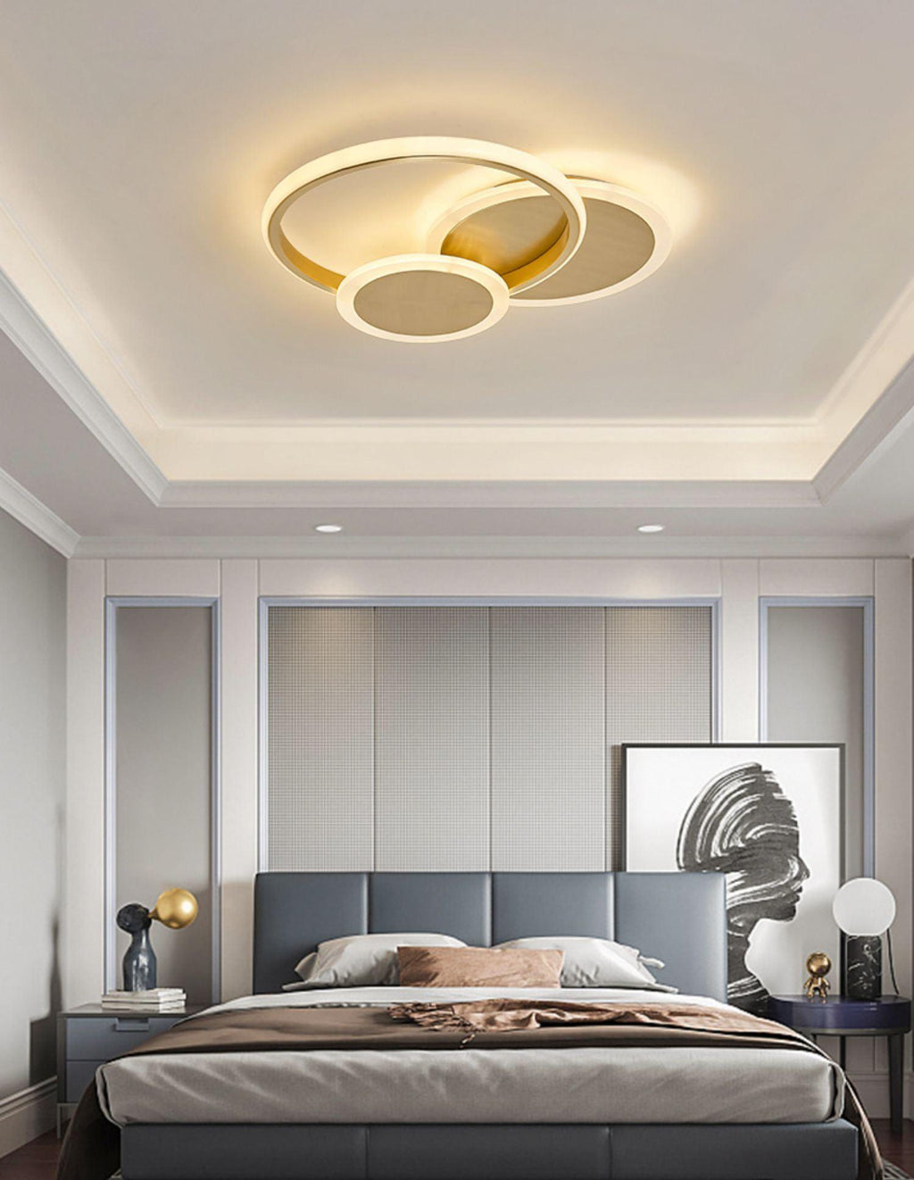 LED Ceiling Light | Gold Finish, 3 Lighting Rings & Ideal for Living Room, Dining Room, and Bedrooms