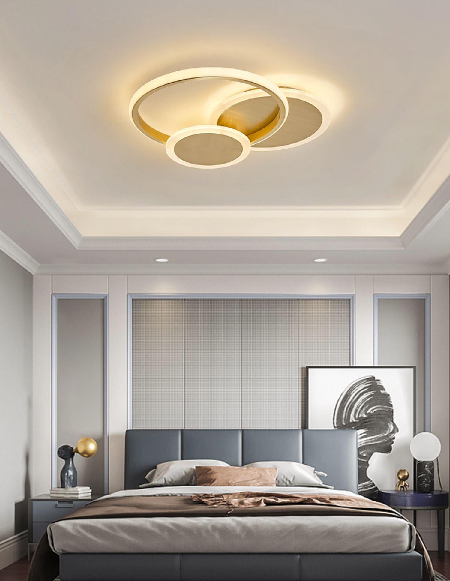 LED Ceiling Light | Gold Finish, 3 Lighting Rings & Ideal for Living Room, Dining Room, and Bedrooms