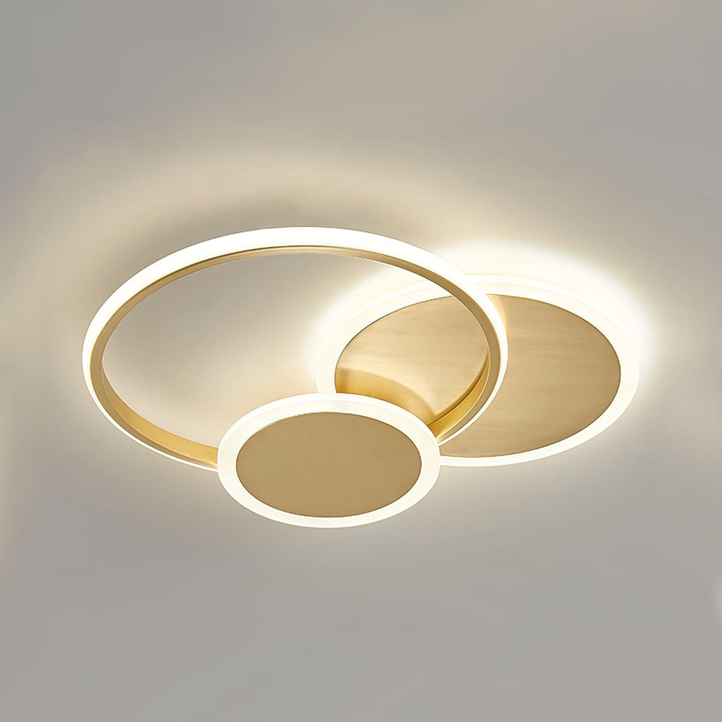 LED Ceiling Light | Gold Finish, 3 Lighting Rings & Ideal for Living Room, Dining Room, and Bedrooms