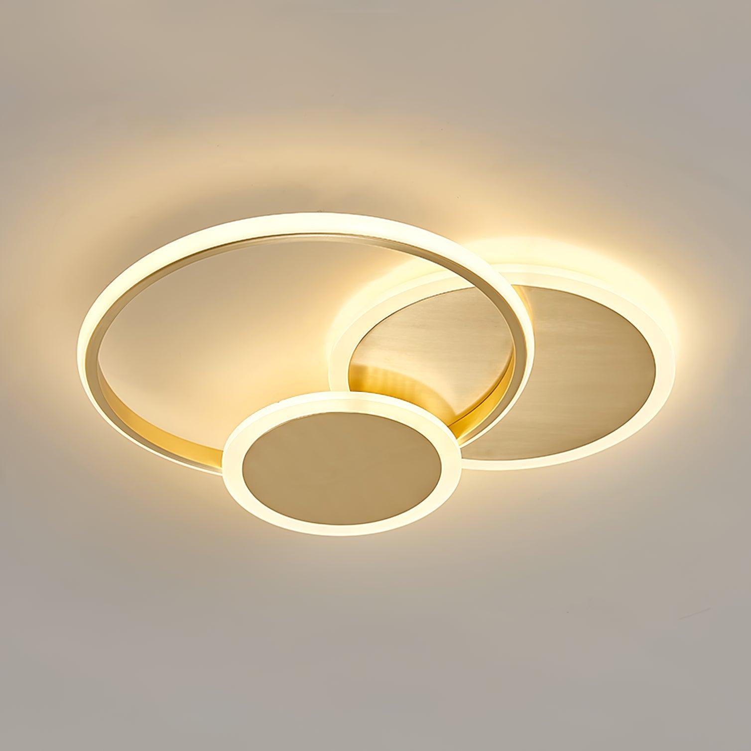 LED Ceiling Light | Gold Finish, 3 Lighting Rings & Ideal for Living Room, Dining Room, and Bedrooms
