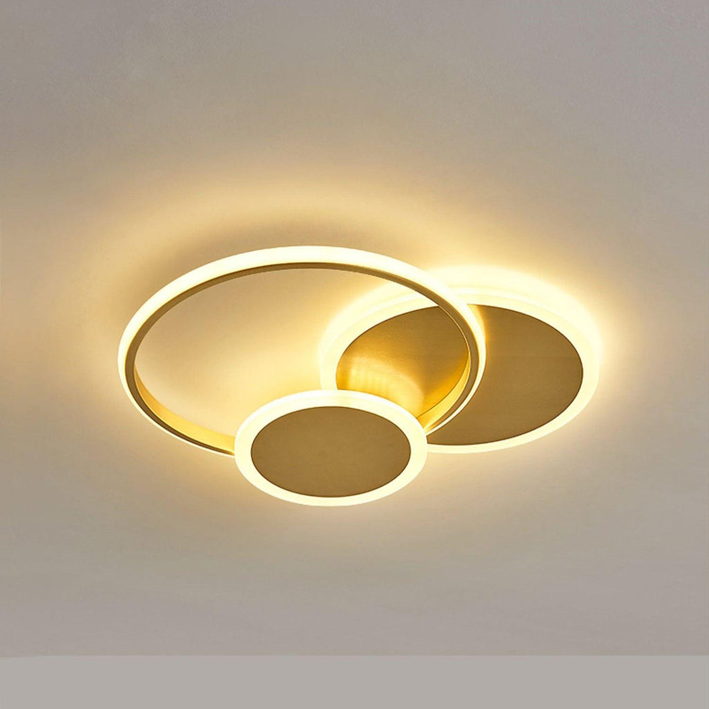 LED Ceiling Light | Gold Finish, 3 Lighting Rings & Ideal for Living Room, Dining Room, and Bedrooms