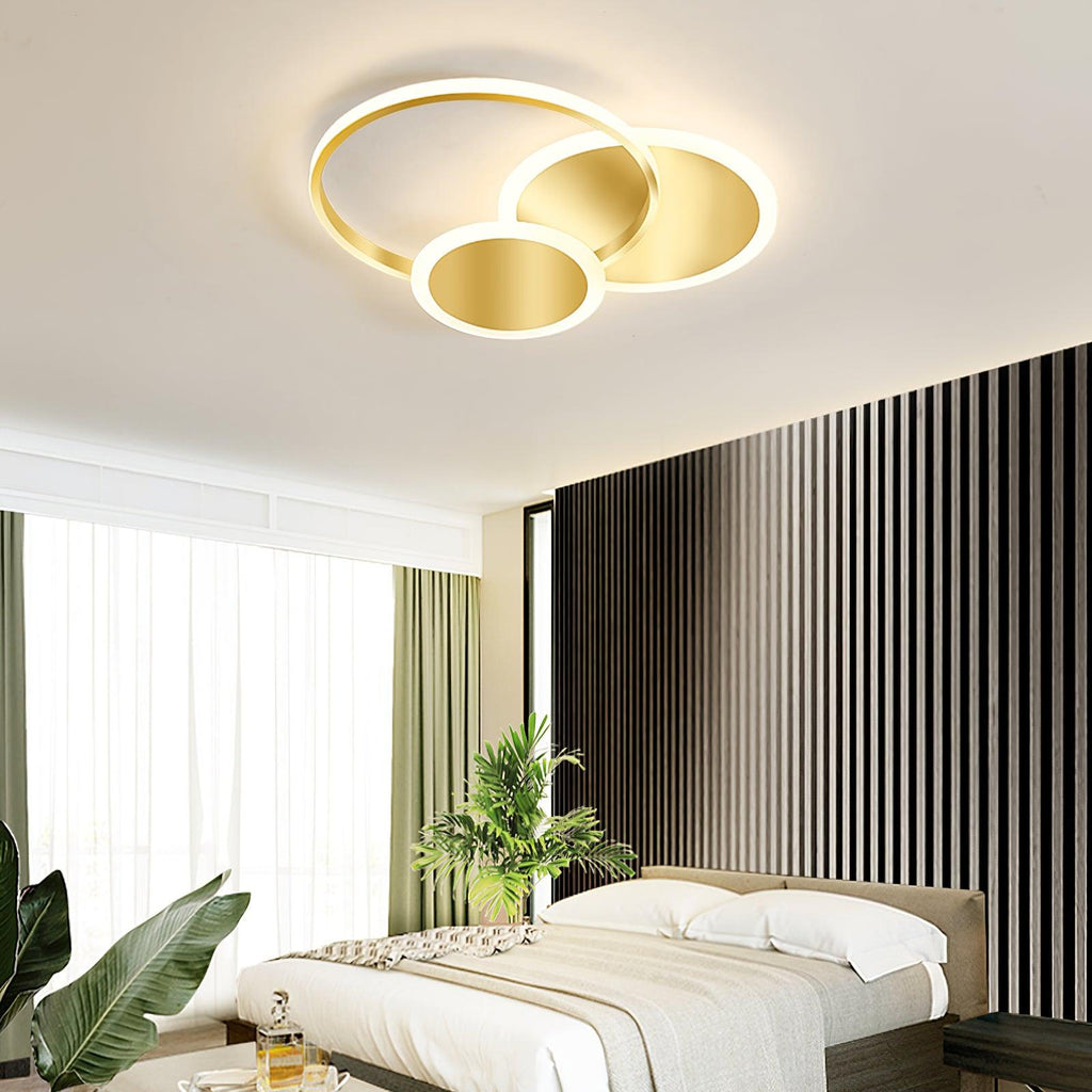 LED Ceiling Light | Gold Finish, 3 Lighting Rings & Ideal for Living Room, Dining Room, and Bedrooms