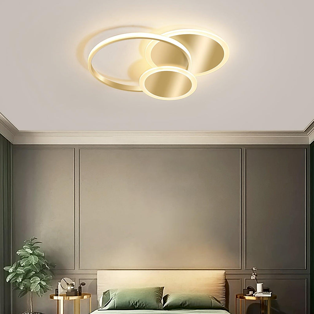 LED Ceiling Light | Gold Finish, 3 Lighting Rings & Ideal for Living Room, Dining Room, and Bedrooms