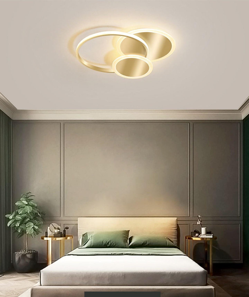 LED Ceiling Light | Gold Finish, 3 Lighting Rings & Ideal for Living Room, Dining Room, and Bedrooms