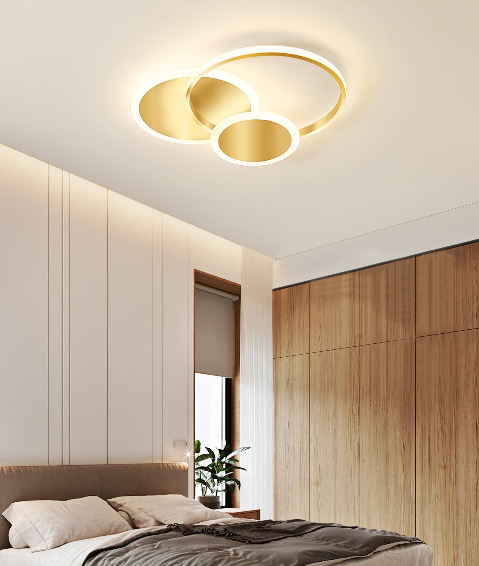 LED Ceiling Light | Gold Finish, 3 Lighting Rings & Ideal for Living Room, Dining Room, and Bedrooms