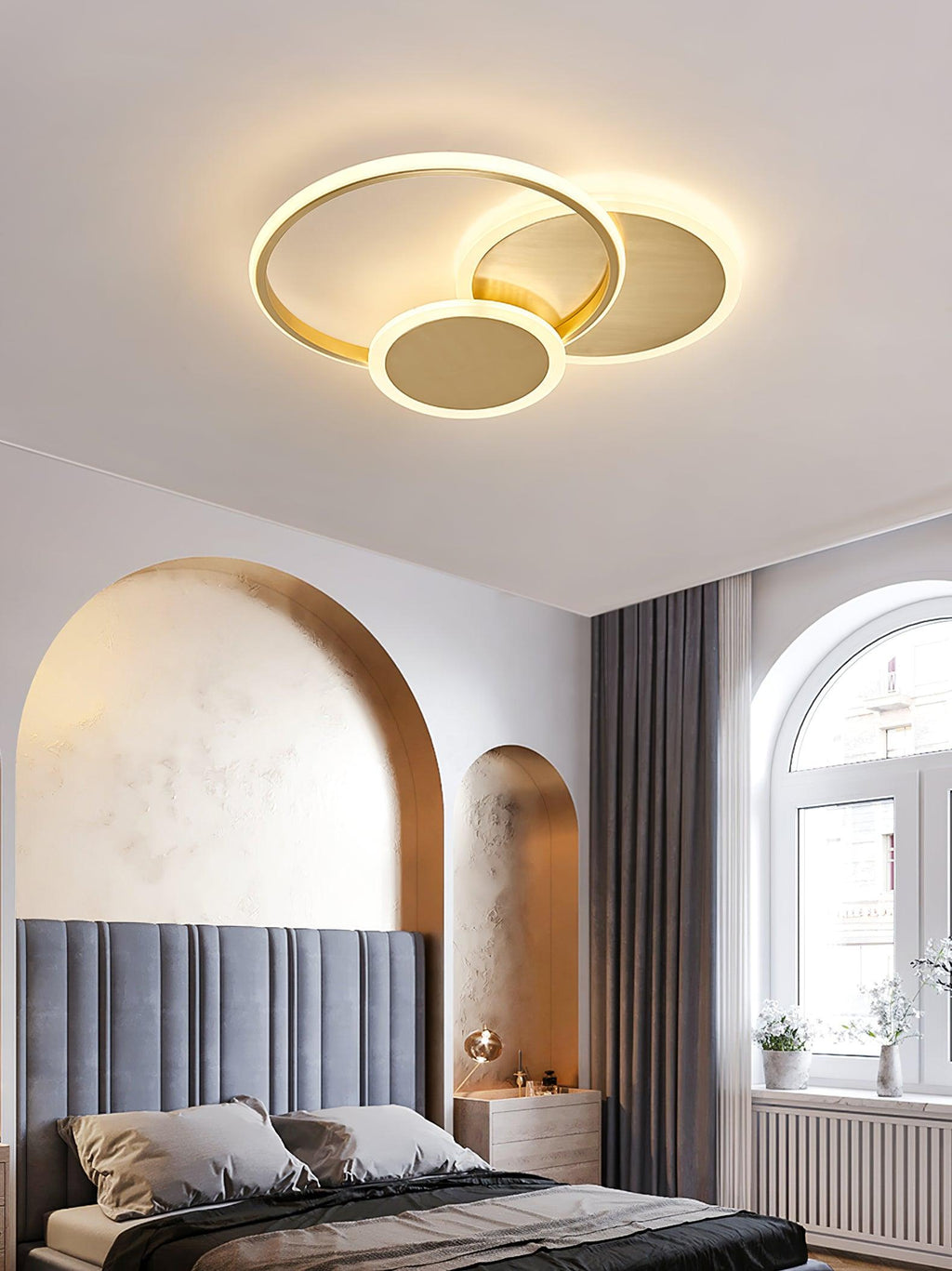 LED Ceiling Light | Gold Finish, 3 Lighting Rings & Ideal for Living Room, Dining Room, and Bedrooms