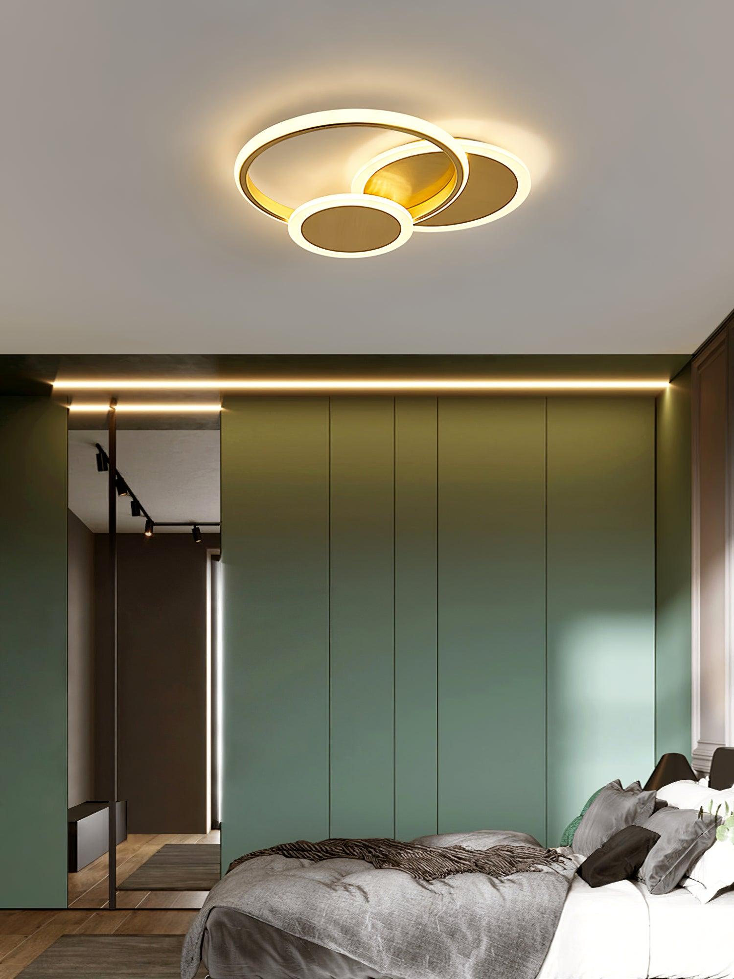 LED Ceiling Light | Gold Finish, 3 Lighting Rings & Ideal for Living Room, Dining Room, and Bedrooms