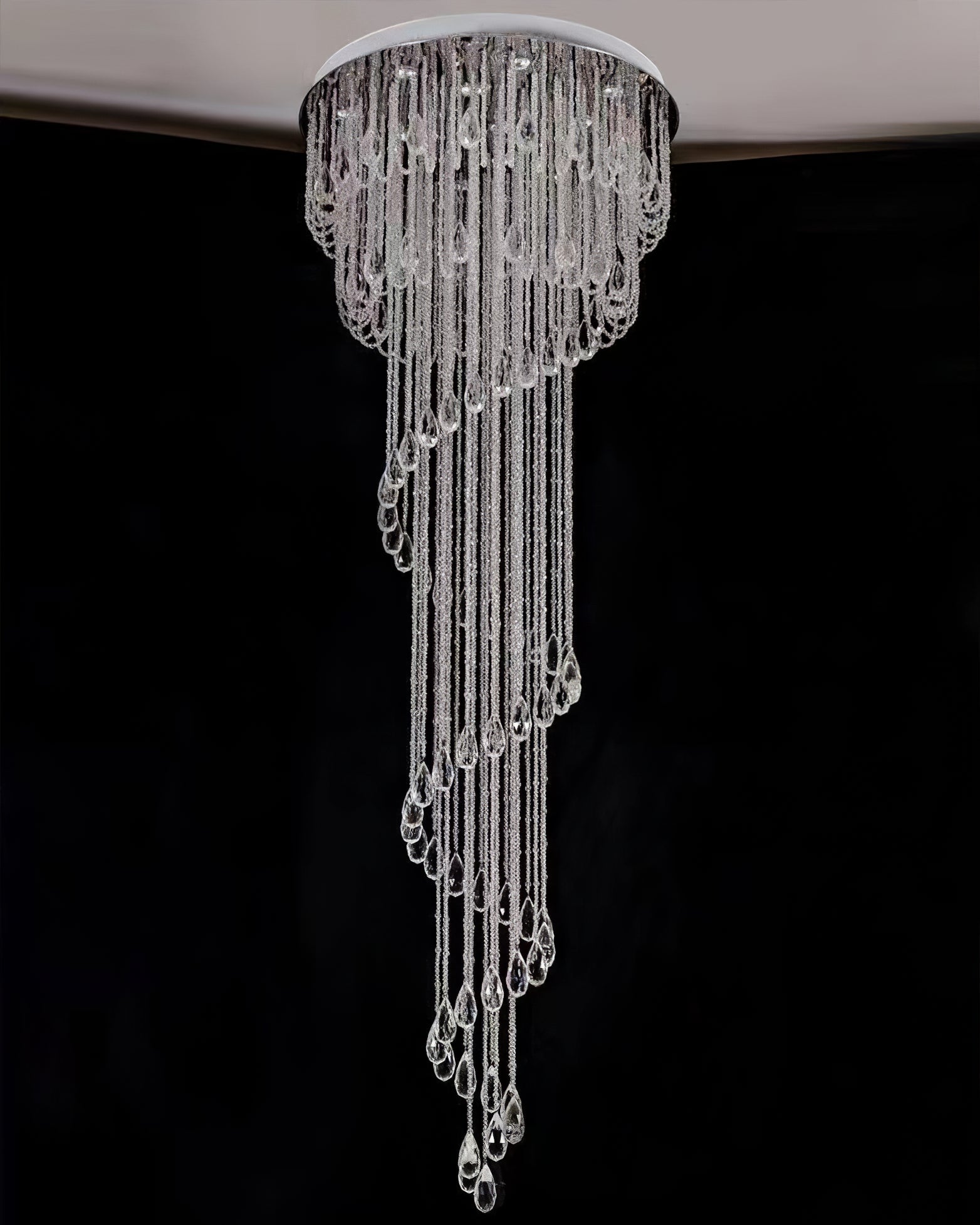 LED Spiral Chandelier | Crystal & Stainless Steel, Warm to Cool Light Options for Indoor Staircases