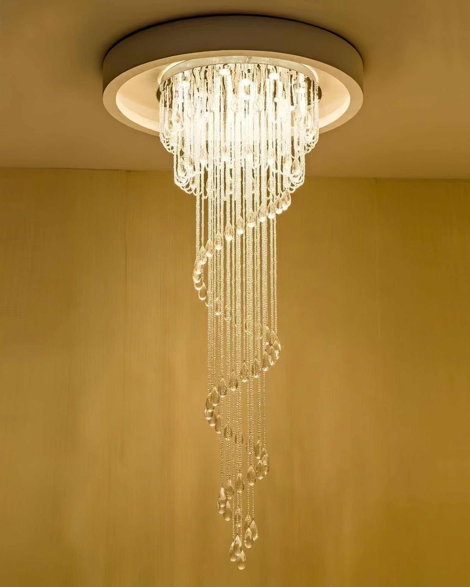 LED Spiral Chandelier | Crystal & Stainless Steel, Warm to Cool Light Options for Indoor Staircases