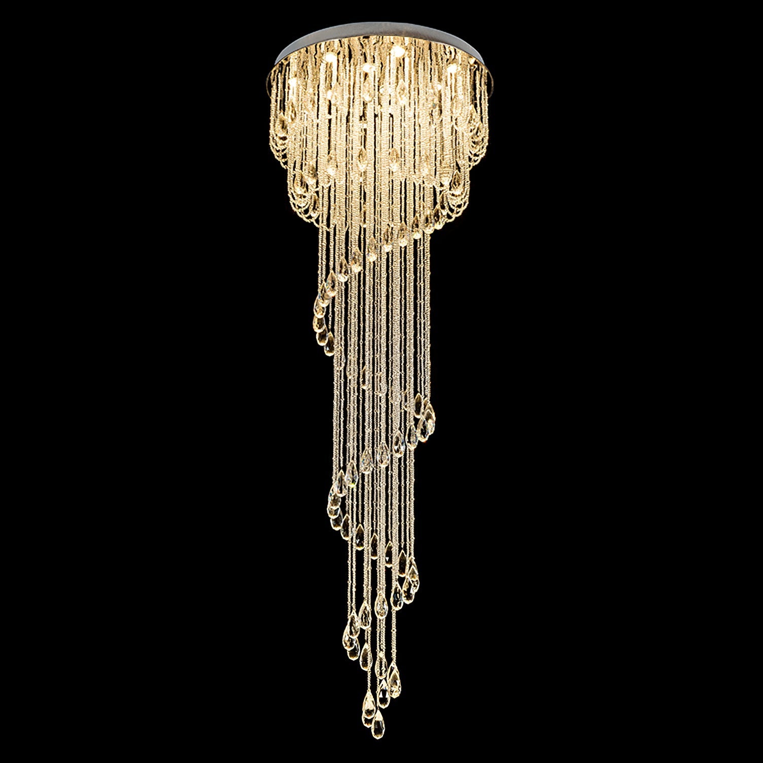 LED Spiral Chandelier | Crystal & Stainless Steel, Warm to Cool Light Options for Indoor Staircases
