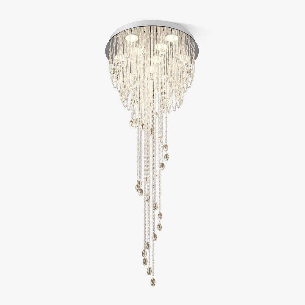 LED Spiral Chandelier | Crystal & Stainless Steel, Warm to Cool Light Options for Indoor Staircases