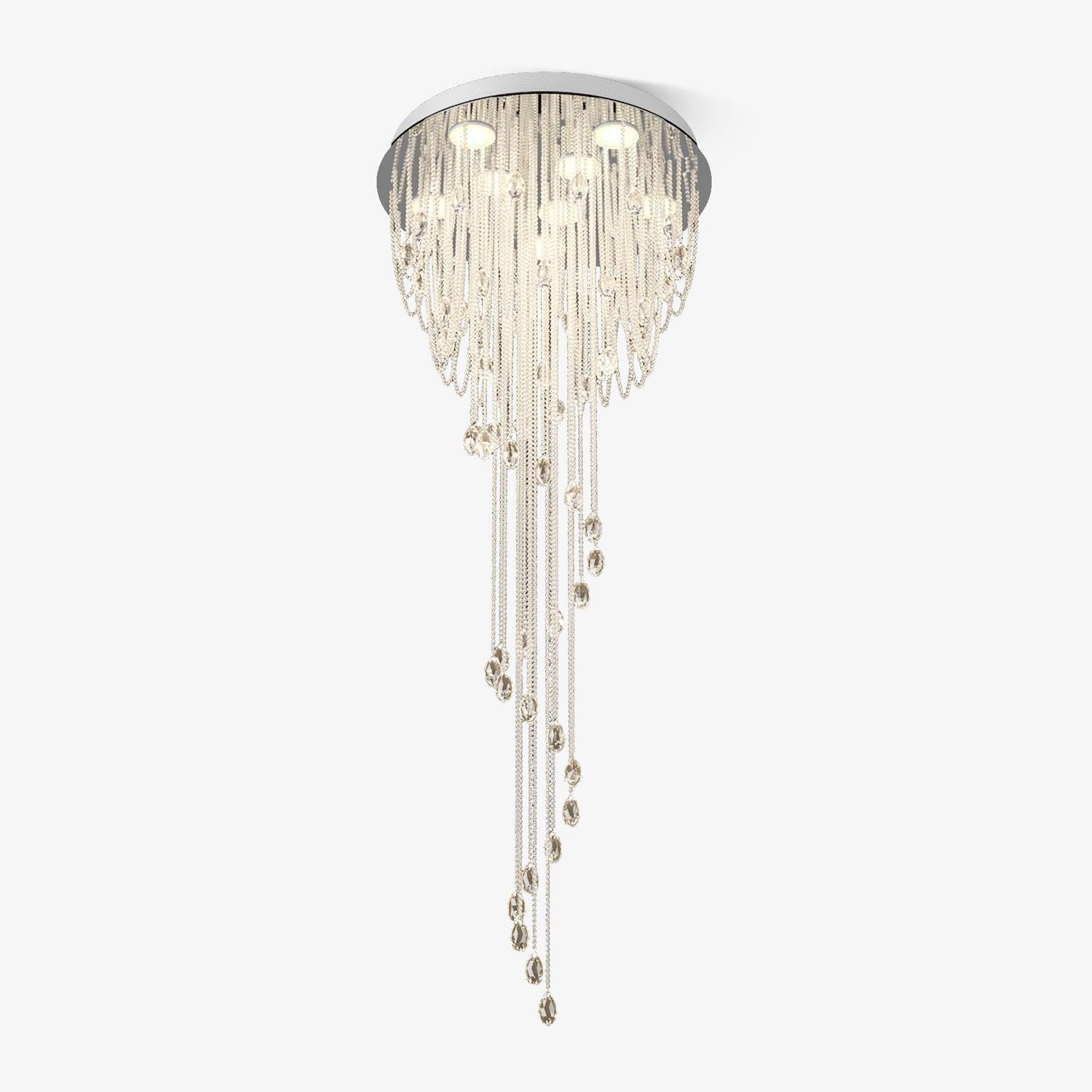 LED Spiral Chandelier | Crystal & Stainless Steel, Warm to Cool Light Options for Indoor Staircases