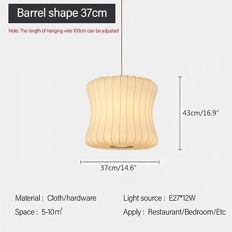 Vintage LED Silk Lantern Pendant Light | Adjustable Height, Sloped Ceiling Friendly & Ideal for Living Rooms and Dining Areas