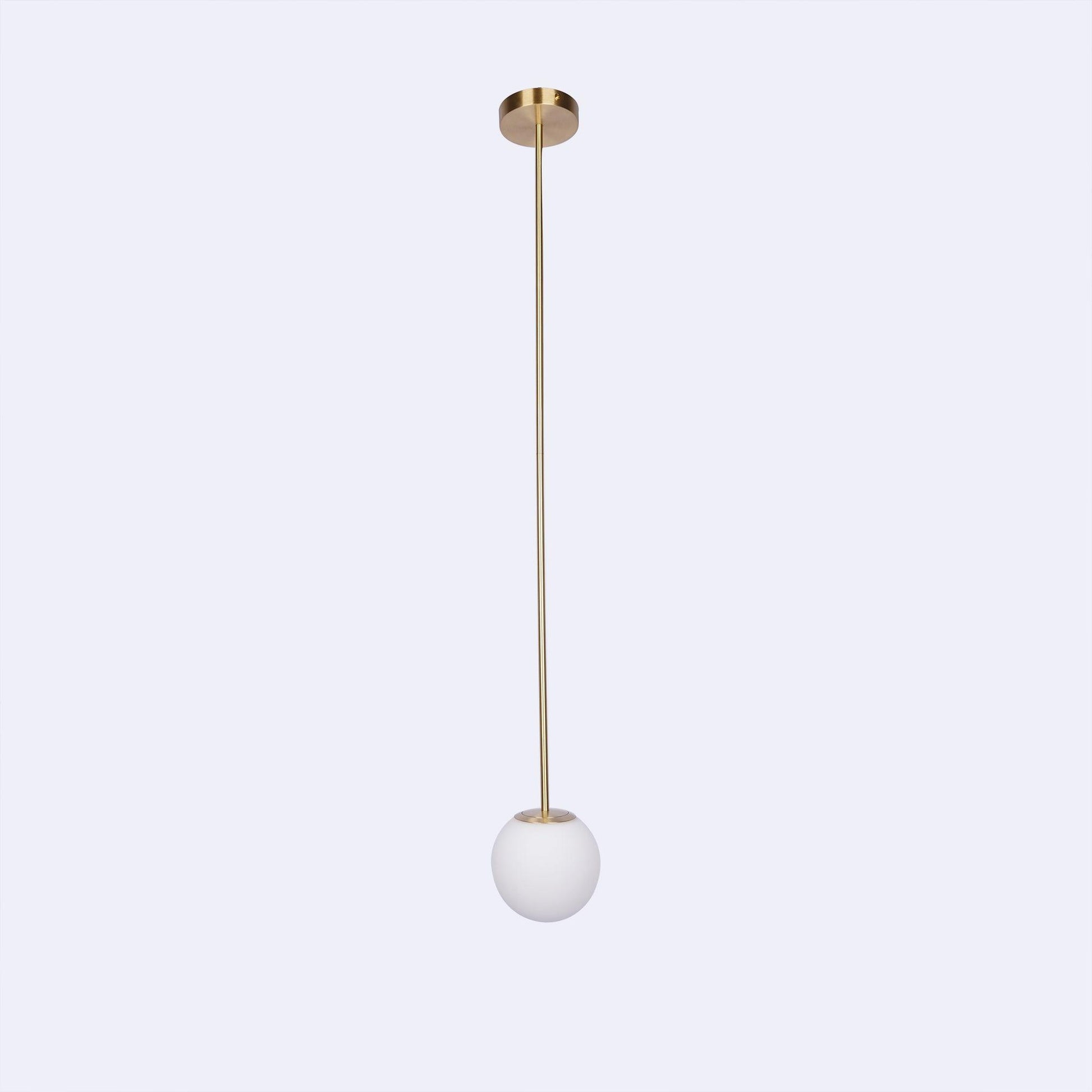 Brass Pendant Lamp | Mouth-Blown Opal Glass, Adjustable Height & Ideal for Modern Indoor Spaces